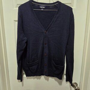 Lands End Cardigan Mens L (42-44) 100% Supima Cotton Grandpa Academia Button Up